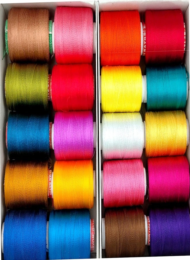 Jasol Silk Thread 20 Multi Colors Pack of 300 Meter X 20 Pieces for Jewelry Making,Saree kuch Making,Embroidery Regal etc (Multi Colar) Pack of 20 - Image 1